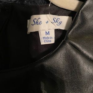 She & Sky pleather dress. Cute black boutique shirt dress.